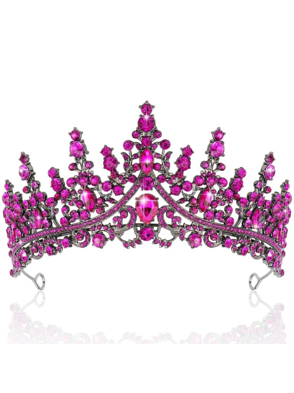 Hot Pink Crystal Tiara Crown For Women Bridal Queen Princess Headband Accessory